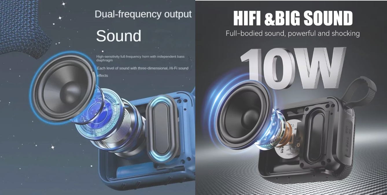 Bluetooth Speakers TWS 10W Enhanced Bass Portable Outdoor Wireless Speaker 30Hrs IP7 Waterproof Shower Speaker Bluetooth 5.3